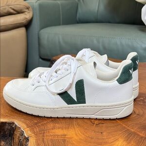 Veja White and Green Sneakers